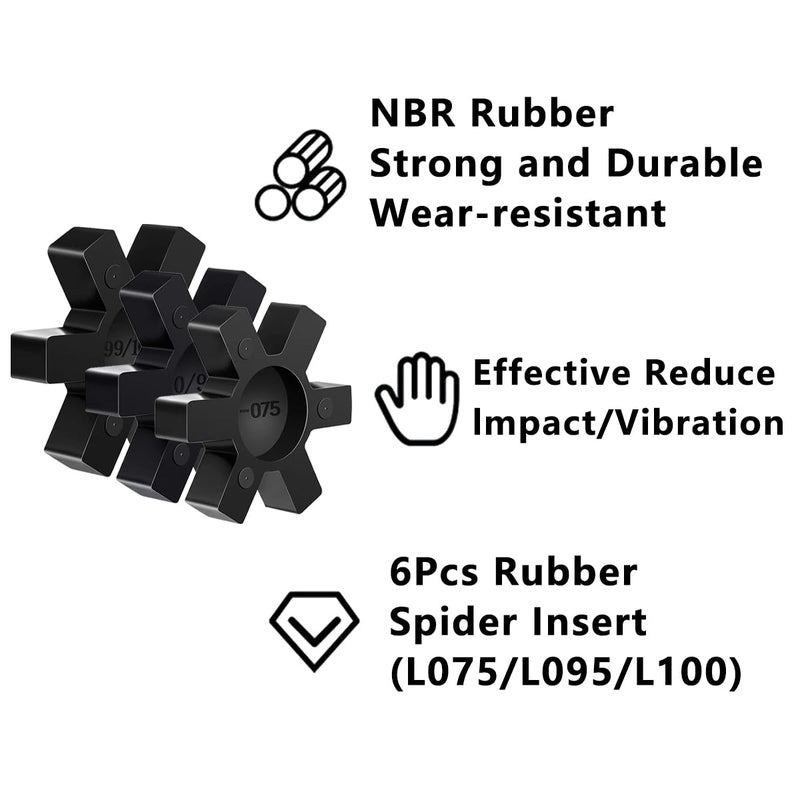 YXCCSE Flexible NBR Rubber Spider Insert Solid Spider Center Insert, Rubber Spider Insert Spider Center Insert for L Jaw Coupling L-Jaw Coupler (L075+L095+L100) - Image 2